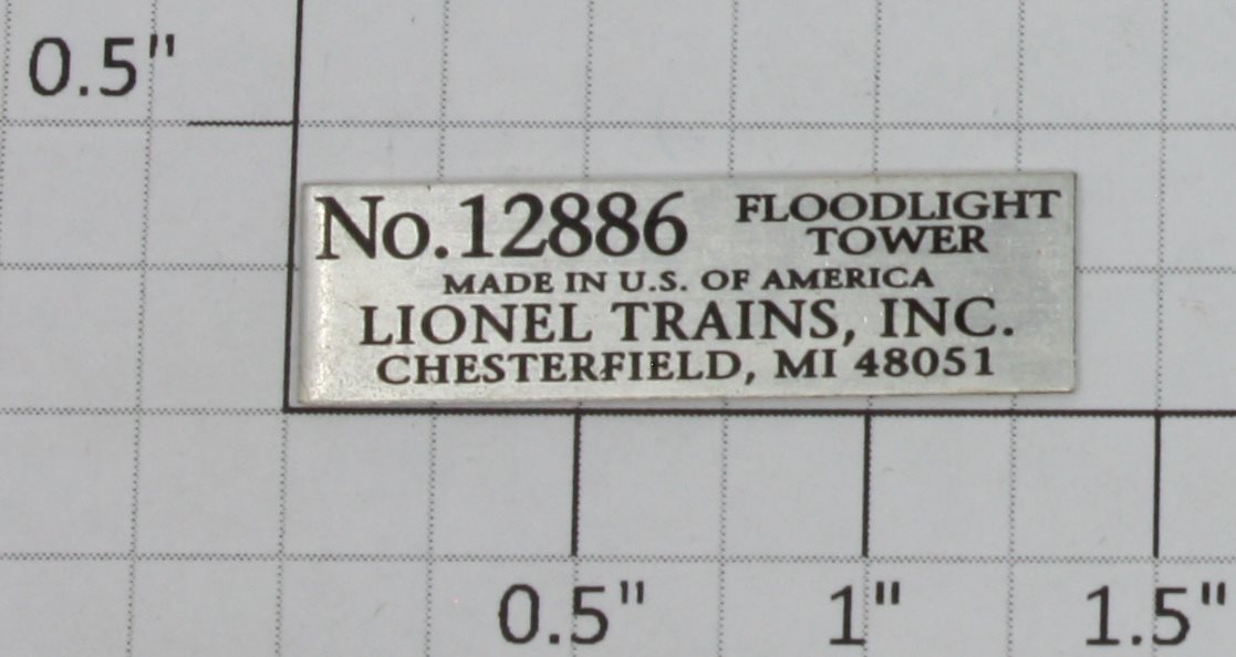 Lionel 12886-10 Floodlight Tower Plaque