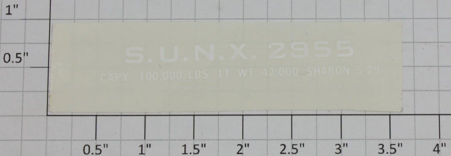 Lionel 2955-10 S.U.N.X. White Lettering Sticker Decal