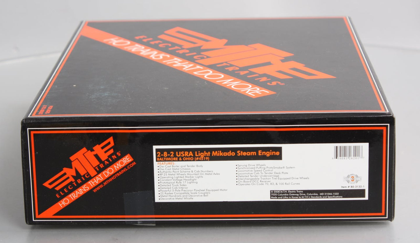 MTH 80-3132-1 Baltimore & Ohio HO 2-8-2 USRA Lt. Mikado Steam w/Proto-Sound 3.0