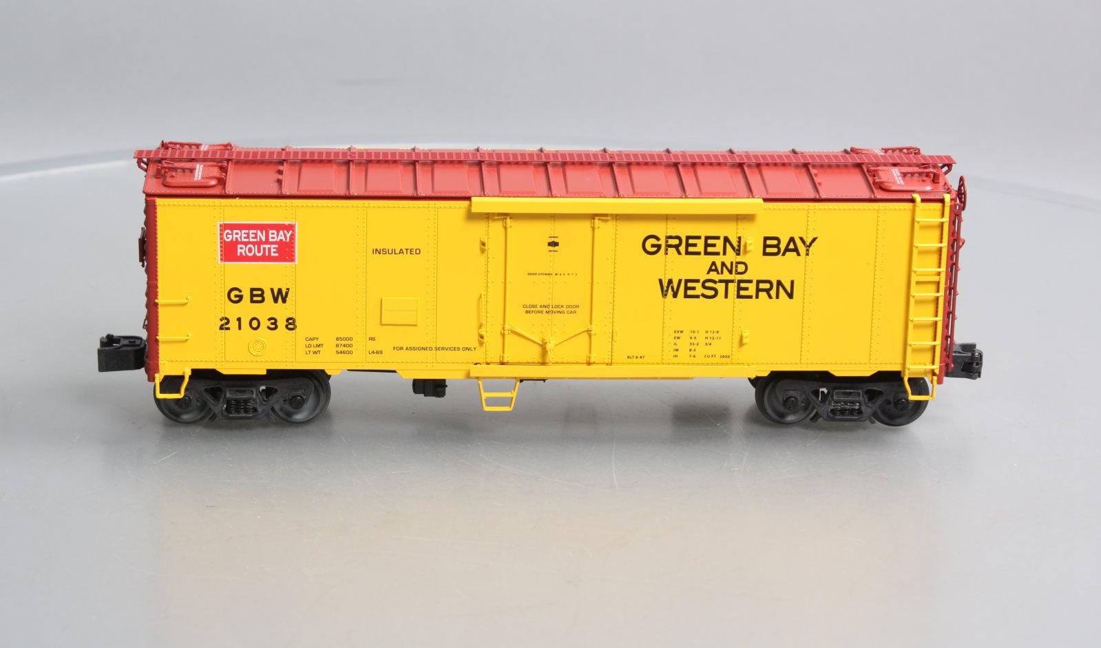 Lionel 2026082 O Gauge Green Bay & Western 40'' Plug Door Reefer #21038