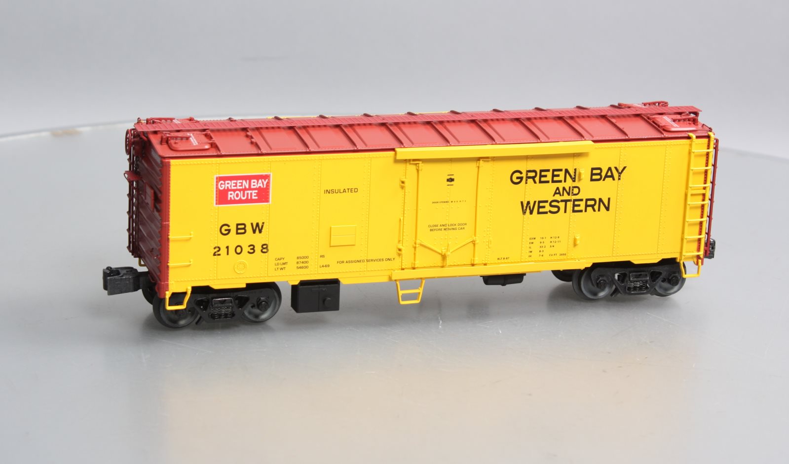 Lionel 2026082 O Gauge Green Bay & Western 40'' Plug Door Reefer #21038