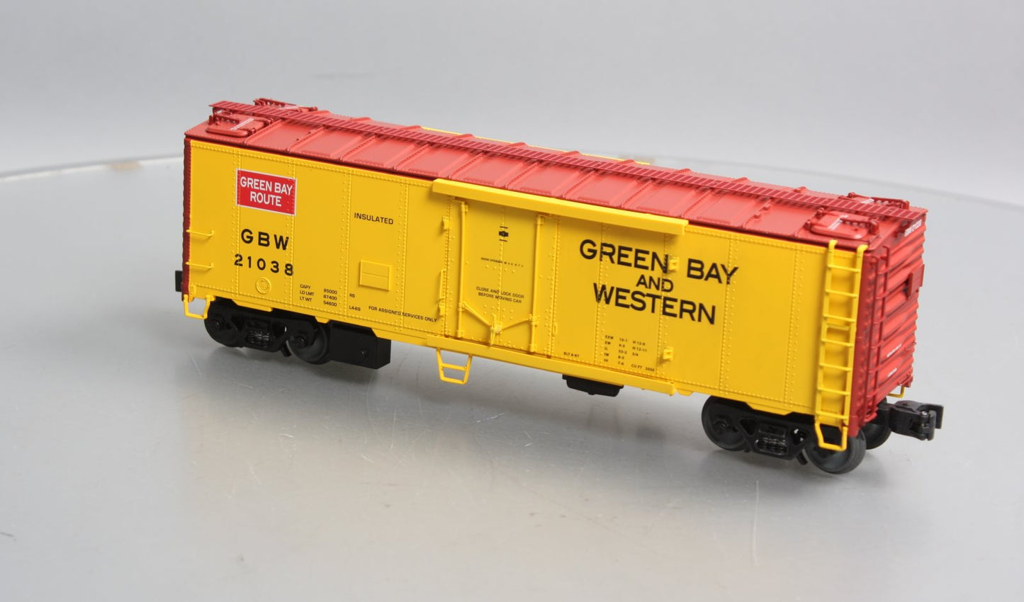 Lionel 2026082 O Gauge Green Bay & Western 40'' Plug Door Reefer #21038