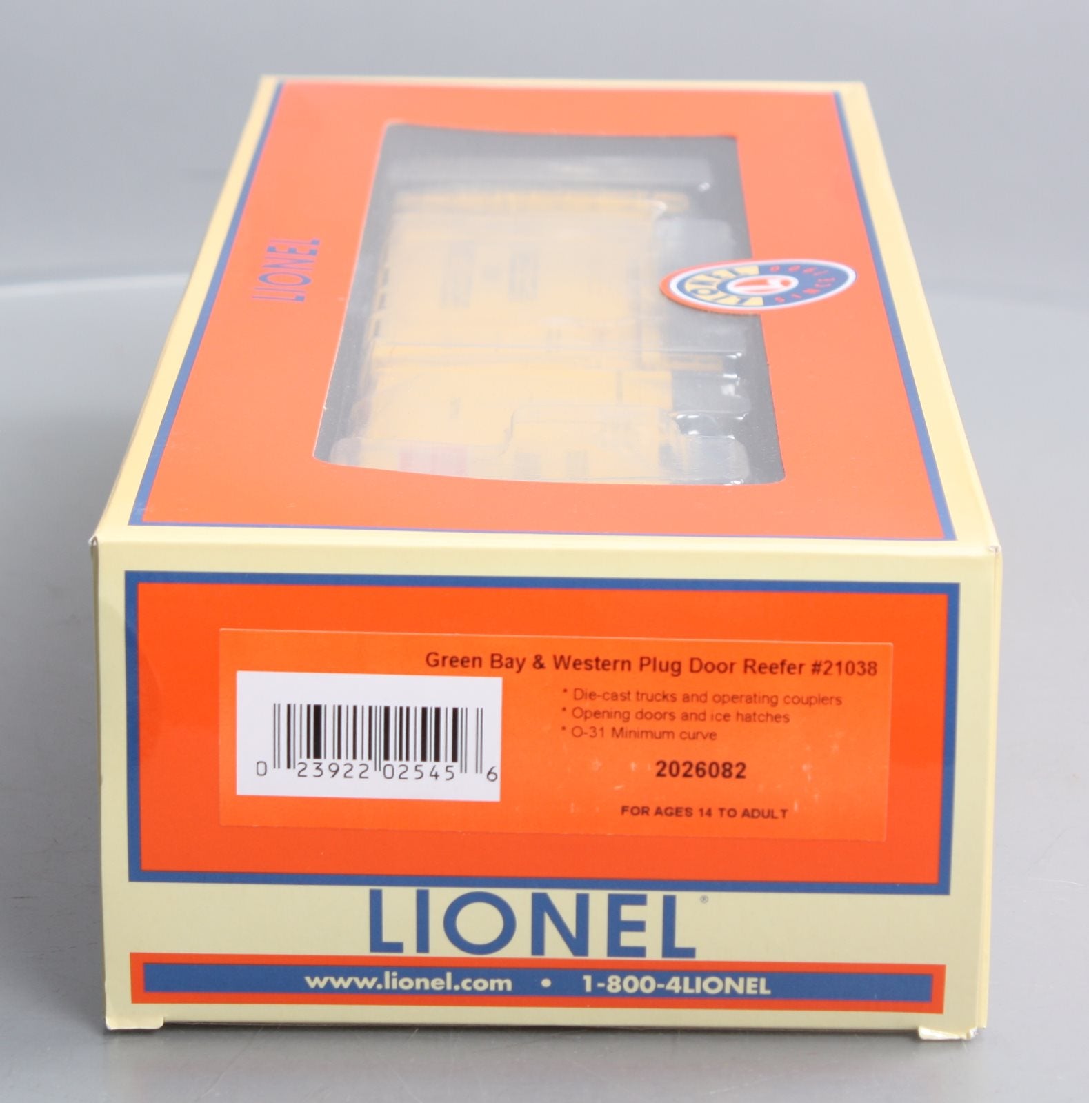 Lionel 2026082 O Gauge Green Bay & Western 40'' Plug Door Reefer #21038
