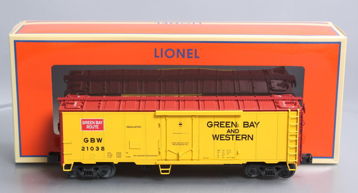 Lionel 2026082 O Gauge Green Bay & Western 40'' Plug Door Reefer #21038