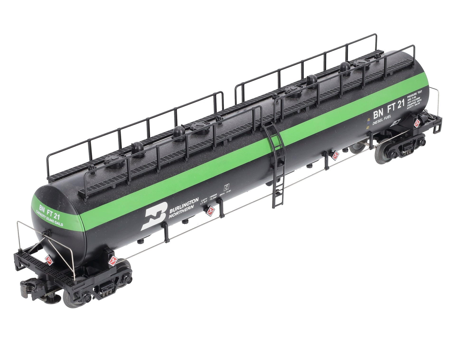 MTH 20-90014A O Burlington Northern 20K 4-Compartment Tank Car #21 EX/Box