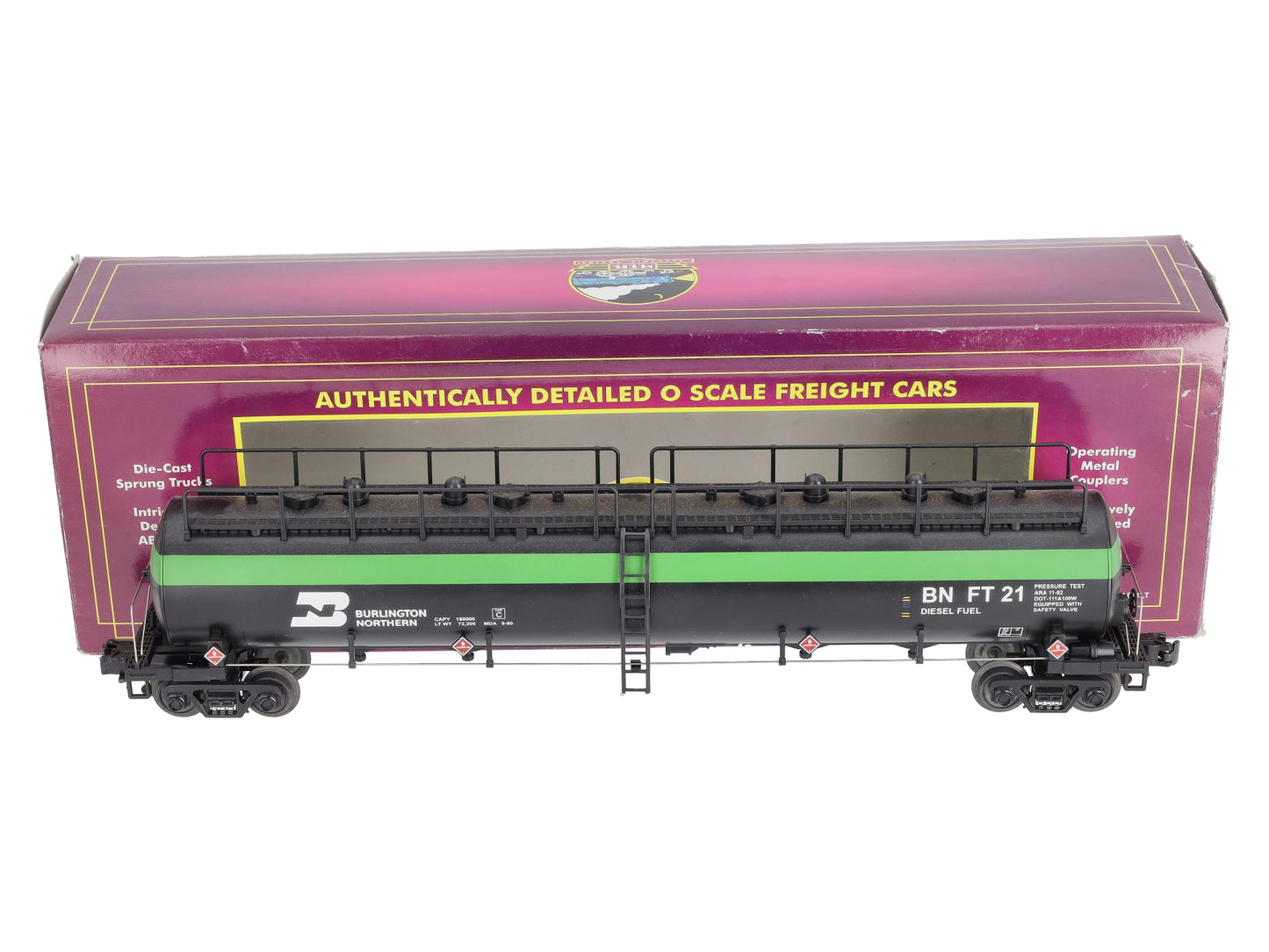 MTH 20-90014A O Burlington Northern 20K 4-Compartment Tank Car #21 EX/Box