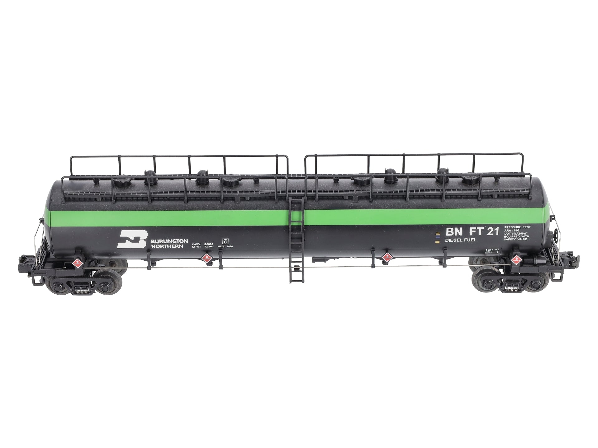 MTH 20-90014A O Burlington Northern 20K 4-Compartment Tank Car #21 EX/Box