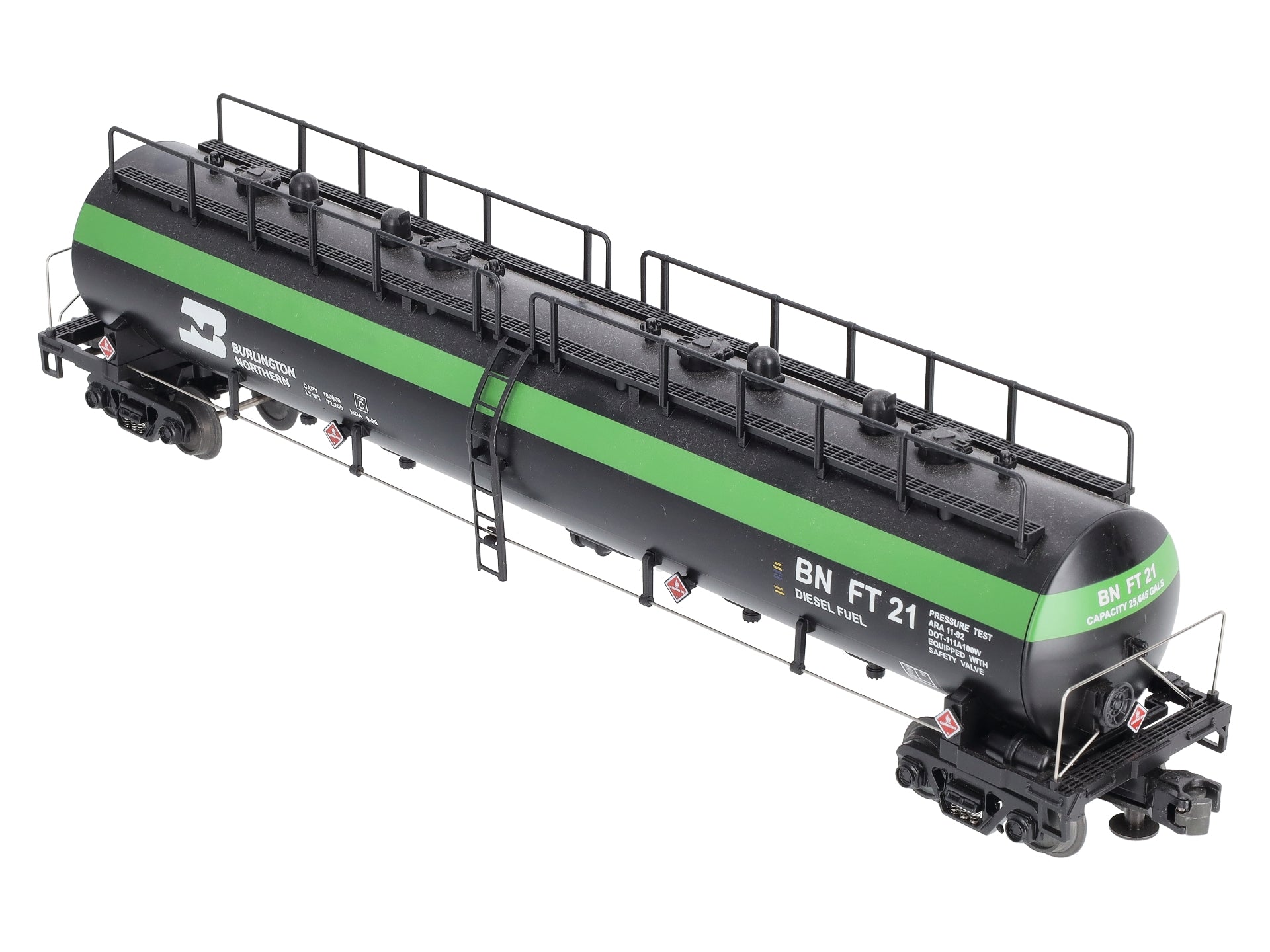 MTH 20-90014A O Burlington Northern 20K 4-Compartment Tank Car #21 EX/Box