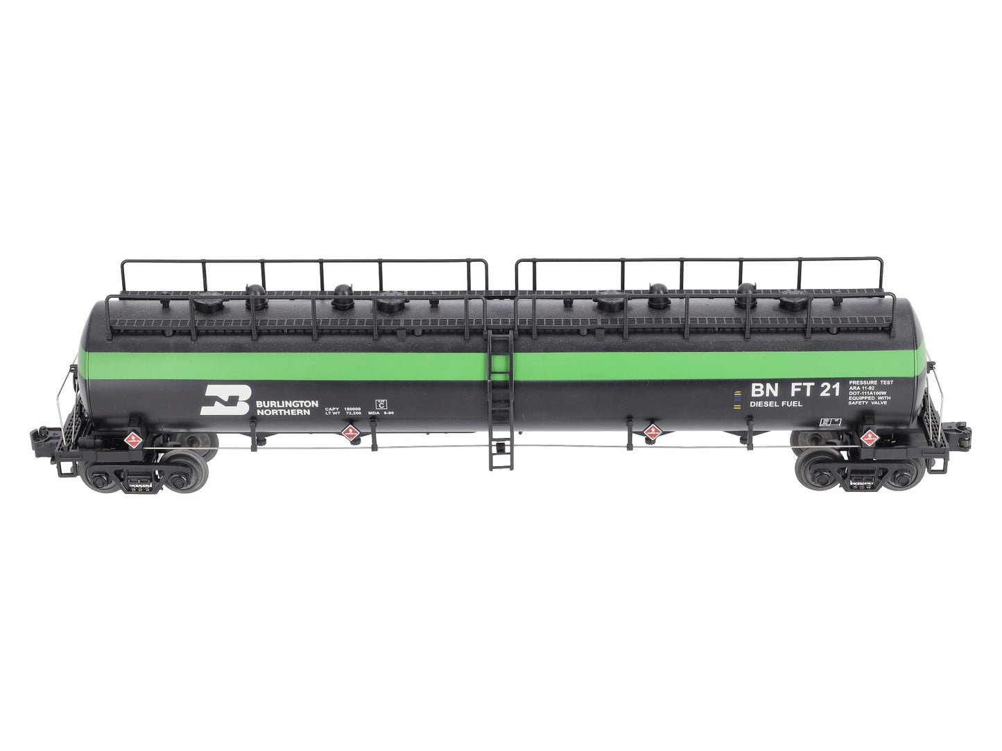 MTH 20-90014A O Burlington Northern 20K 4-Compartment Tank Car #21 EX/Box