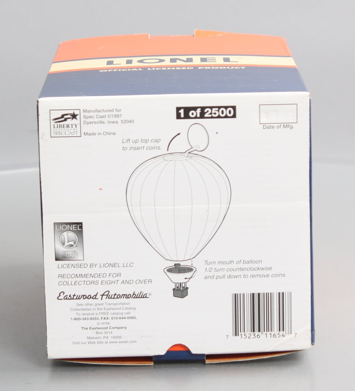 Lionel 423000 Die-Cast Hot Air Balloon Collectable LN/Box