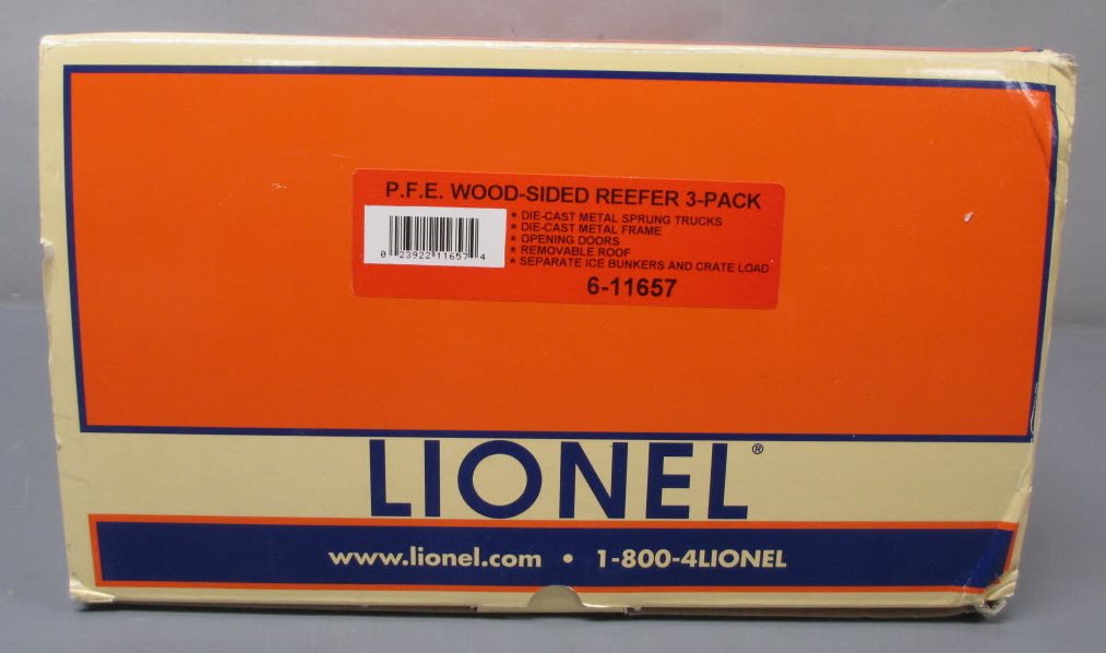 Lionel 6-11657 O Gauge Pacific Fruit Express Woodsided Refrigerator (Set of 3)
