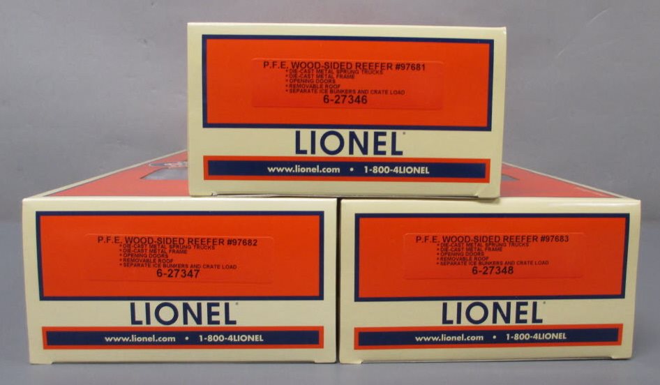 Lionel 6-11657 O Gauge Pacific Fruit Express Woodsided Refrigerator (Set of 3)