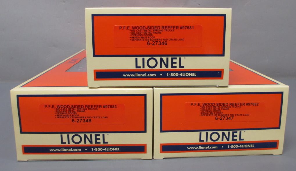Lionel 6-11657 O Gauge Pacific Fruit Express Woodsided Refrigerator (Set of 3)