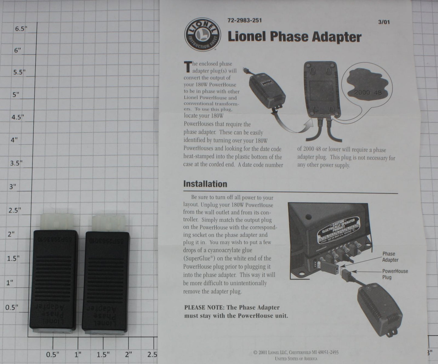 Lionel 2983-10 180 Watt Powerhouse Phase Adaptor Plug (Envelope of 2)