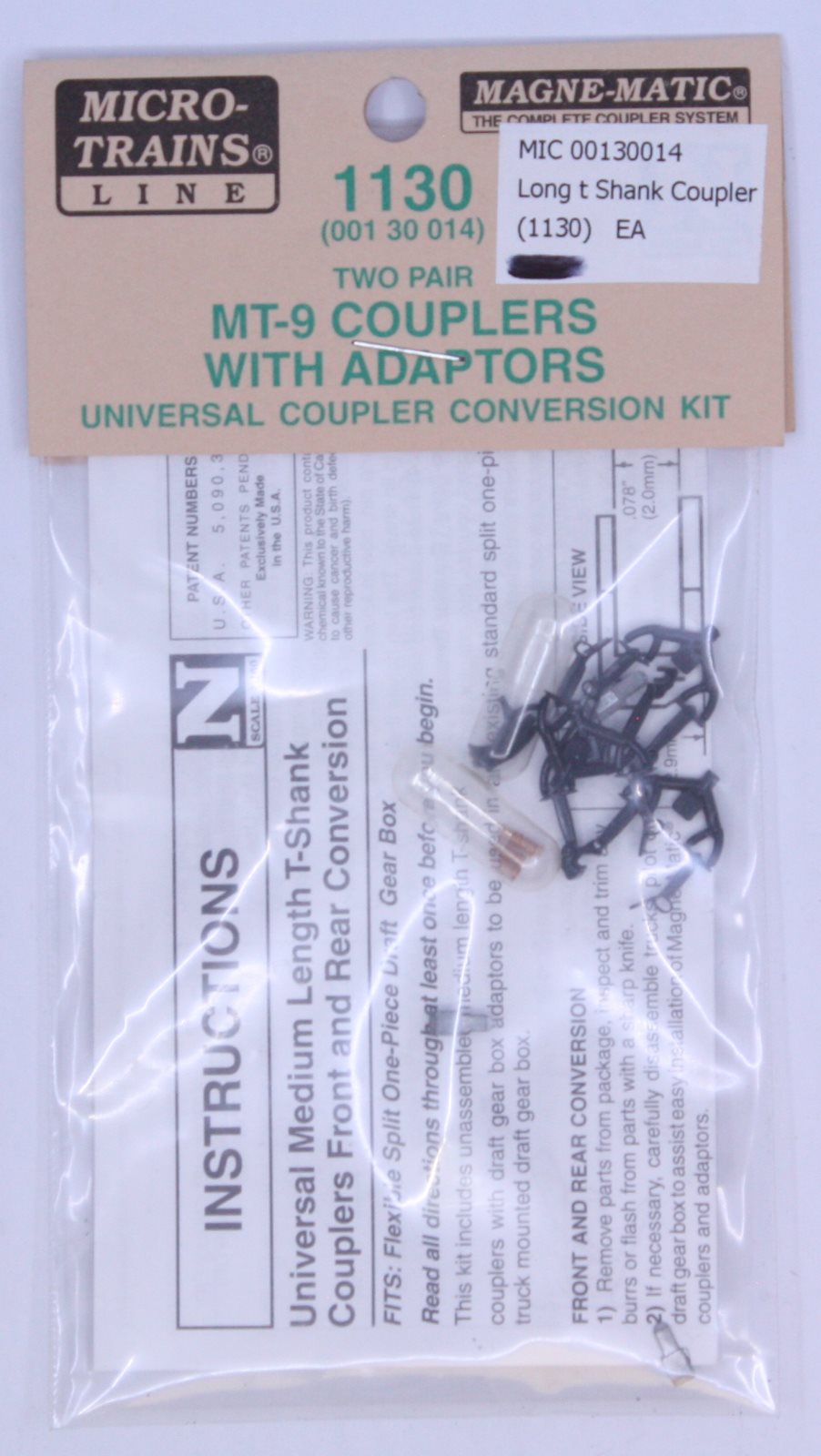 Micro-Trains 00130014 N Scale MT-9 Large 'T' Shank Couplers with Adaptors (1130)