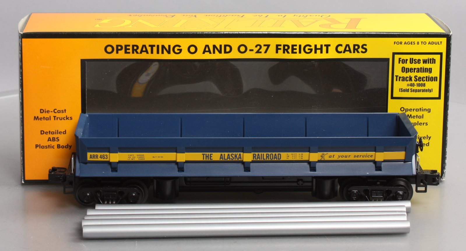MTH 30-79137 O Gauge Alaska Dump Car #463 w/Operating Bay & Pipe Load NIB