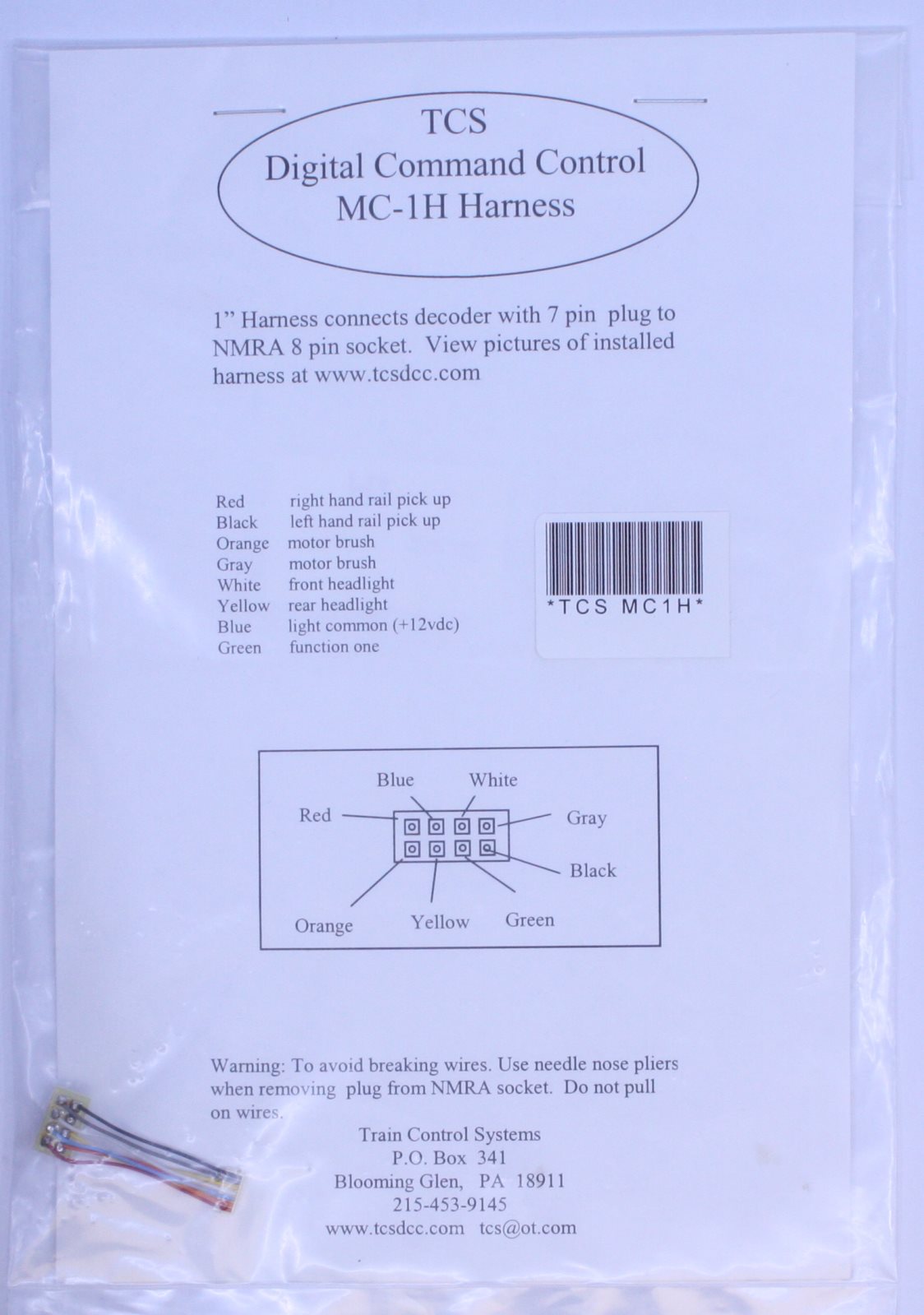 Train Control Systems MC-1H Digital Command Control 1" Harness
