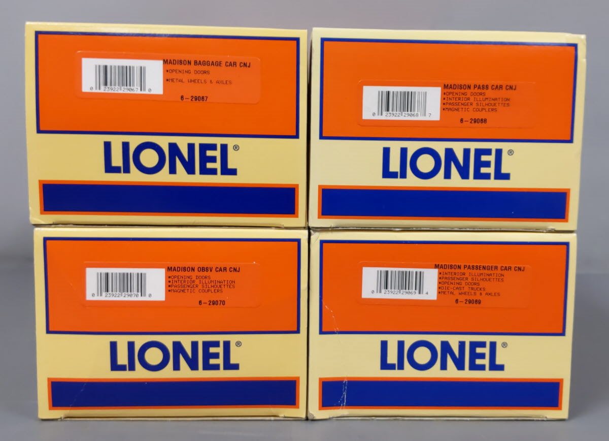 Lionel 6-29066 O Gauge CNJ Madison Passenger Cars (Set of 4) LN/Box