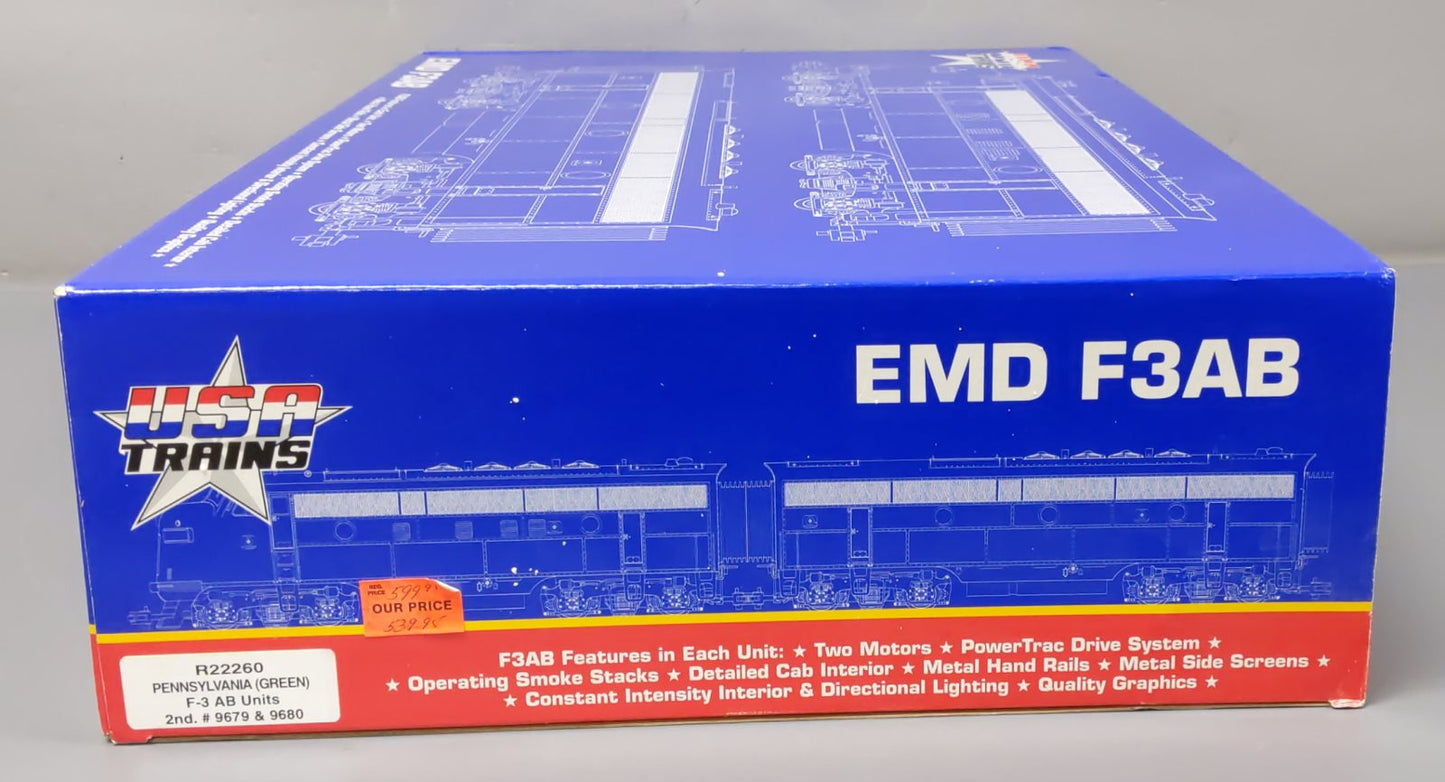 USA Trains 22260 Pennsylvania F-3 AB Unit Powered Diesel Set #9677/9678