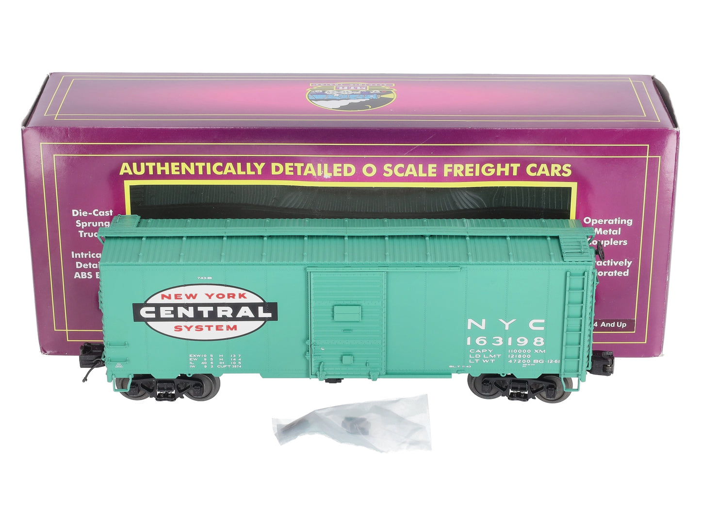 MTH 20-93469 O Gauge New York Central 40' AAR Box Car #163198 LN/Box
