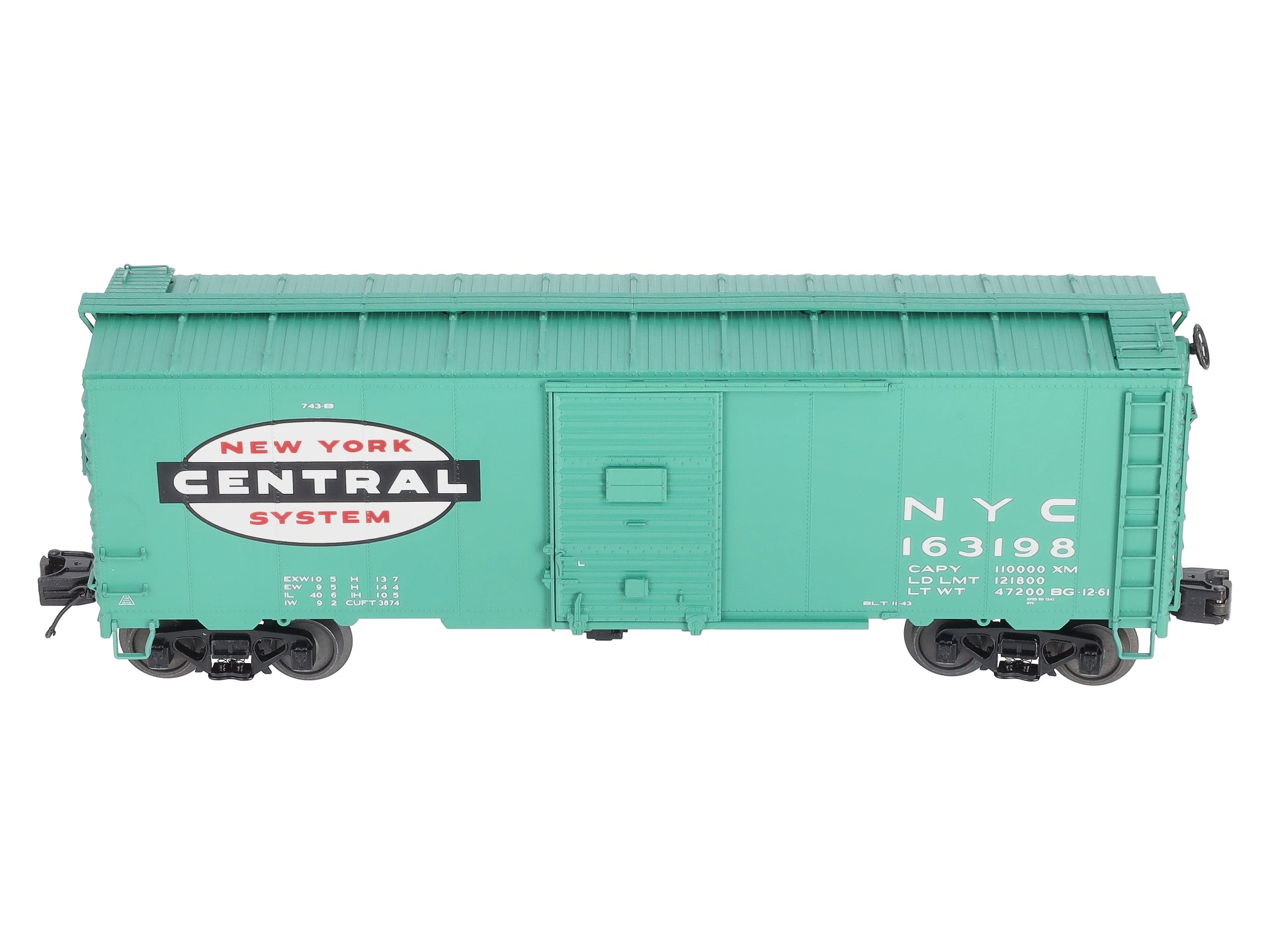 MTH 20-93469 O Gauge New York Central 40' AAR Box Car #163198 LN/Box