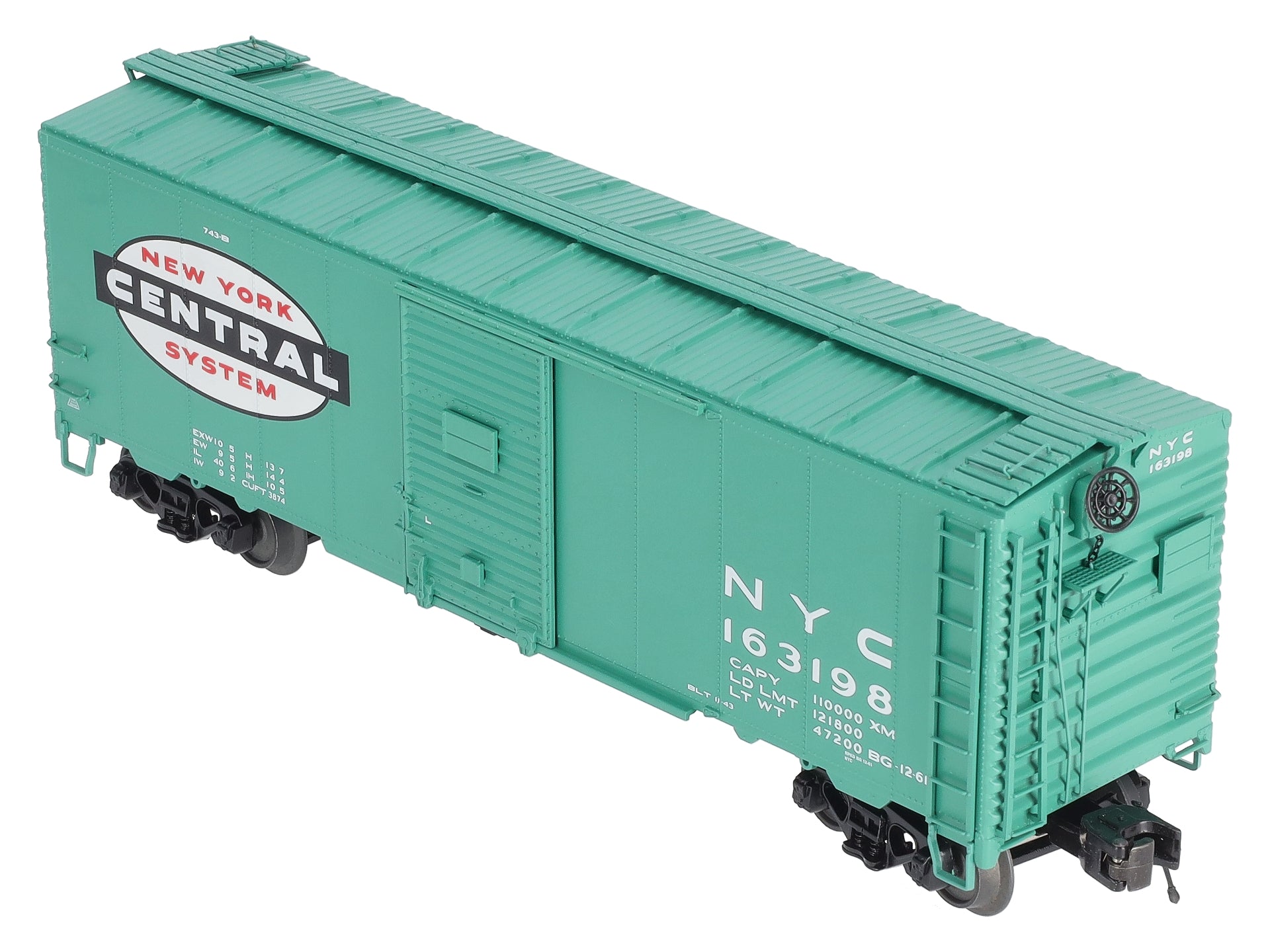 MTH 20-93469 O Gauge New York Central 40' AAR Box Car #163198 LN/Box