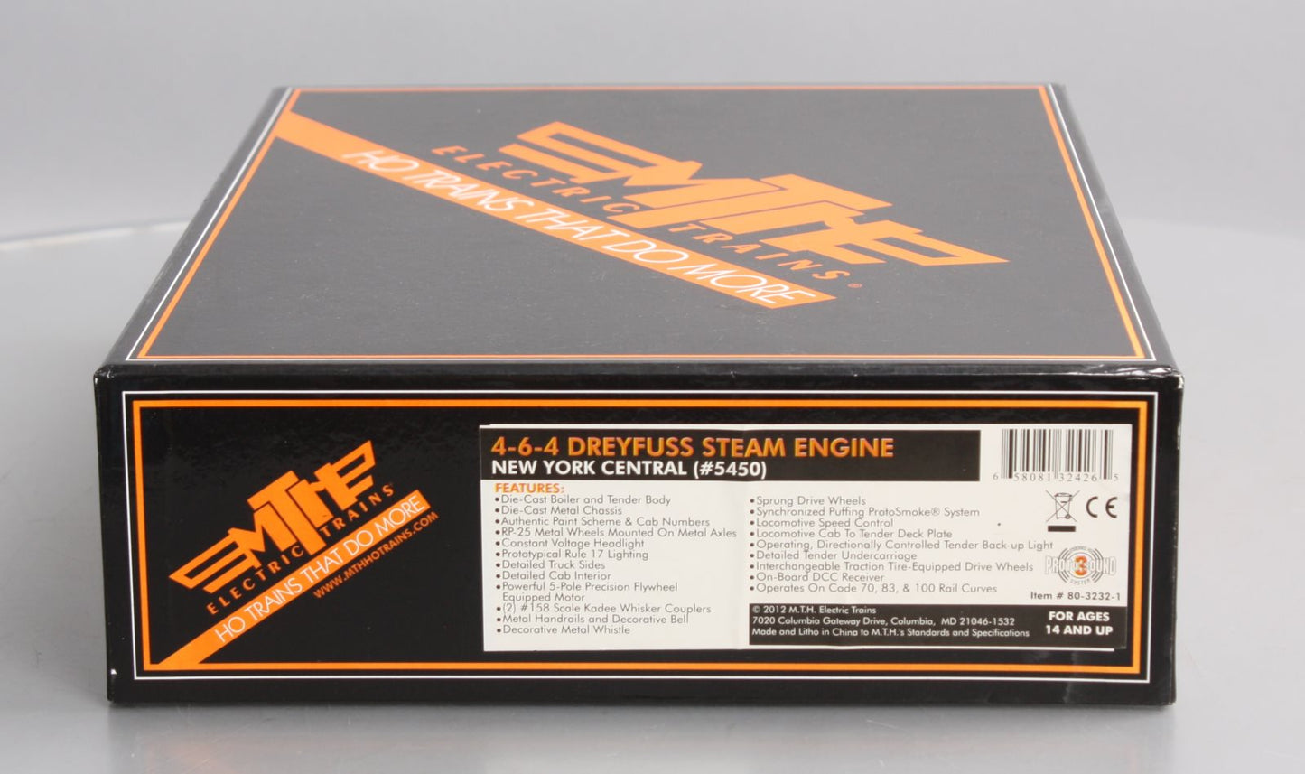 MTH 80-3232-1 HO New York Central 4-6-4 Dreyfuss Steam Engine w/PS 3.0 #5450 DCC