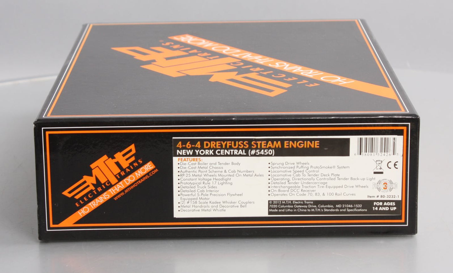 MTH 80-3232-1 HO New York Central 4-6-4 Dreyfuss Steam Engine w/PS 3.0 #5450 DCC