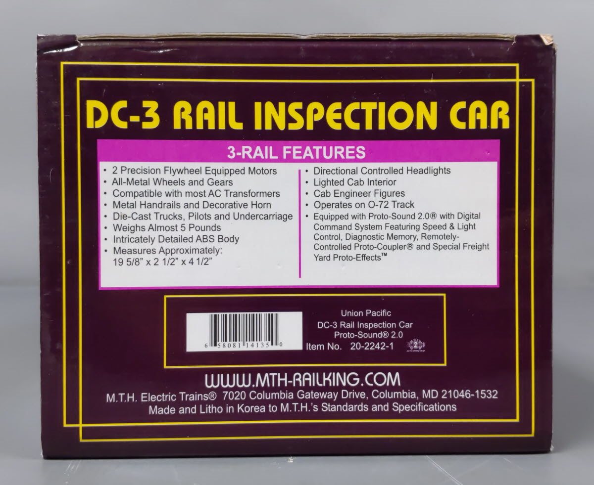 MTH 20-2242-1 O Gauge Union Pacific DC-3 Detector Car w/PS2 NIB