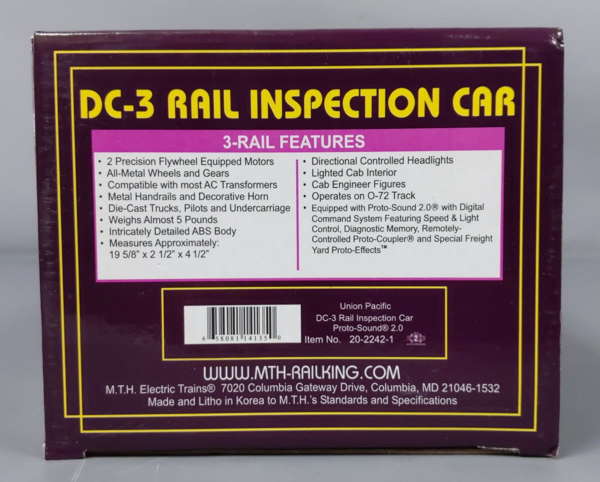 MTH 20-2242-1 O Gauge Union Pacific DC-3 Detector Car w/PS2 NIB