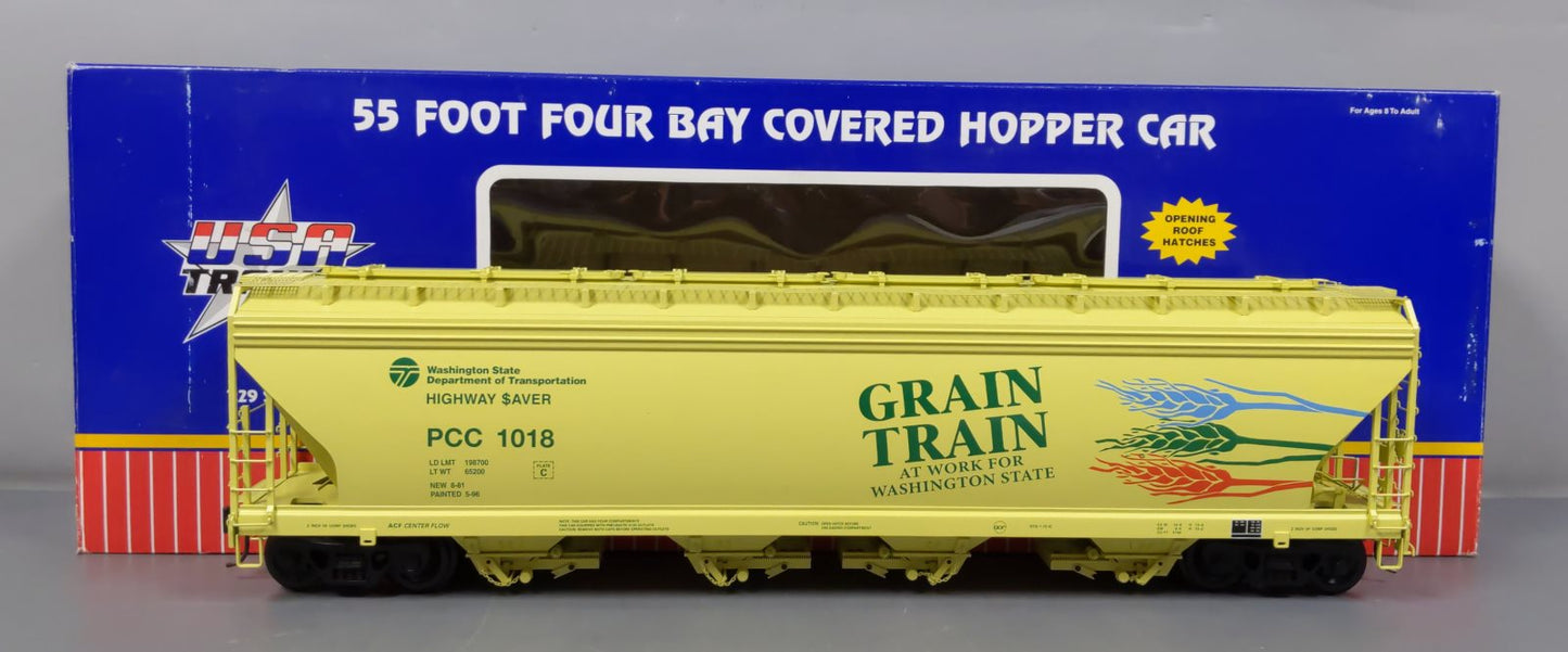 USA Trains R14136 G Scale Grain Train 4-Bay Center Flow Hopper #1018 LN/Box