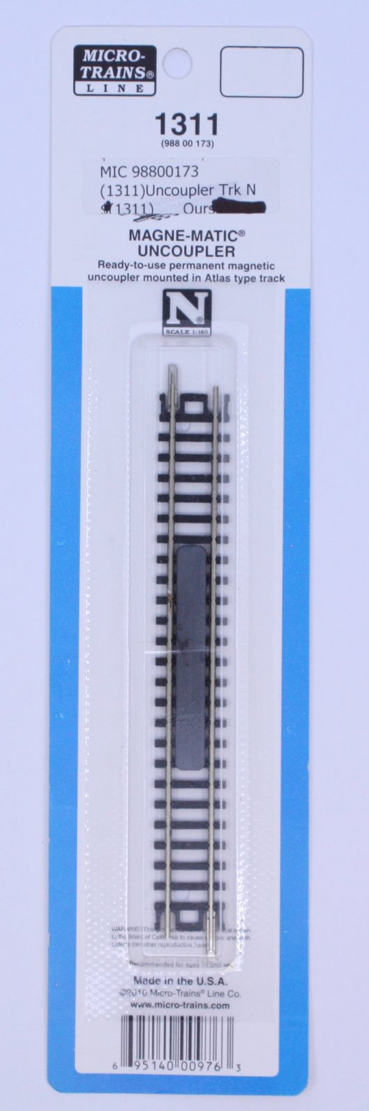 MicroTrains 98800173 (1311) N Scale Magne-Matic Uncoupler Track Section