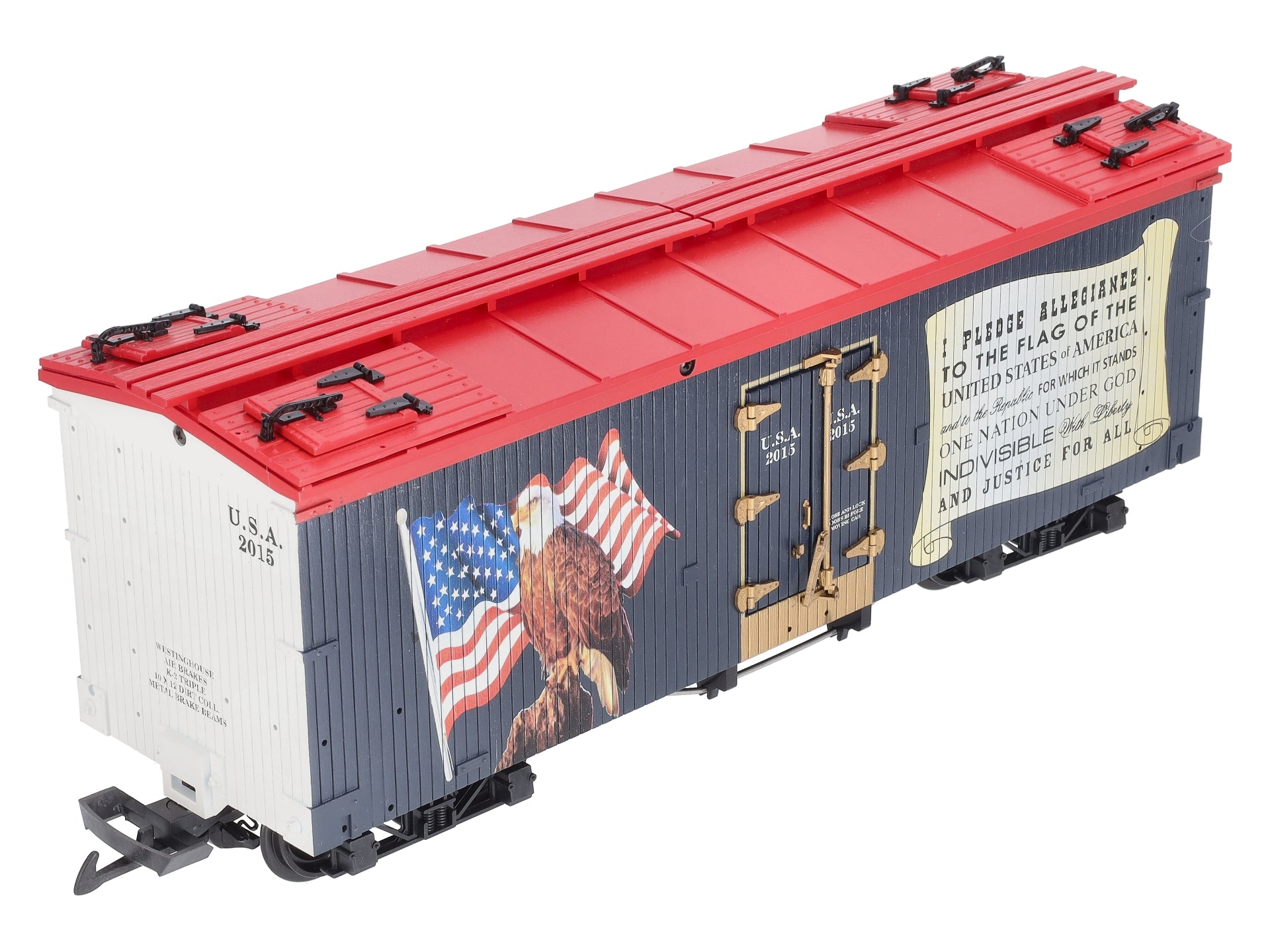 USA Trains R16487 G Pledge of Allegiance U.S. Refrigerator Cars (Dark Blue/Red)