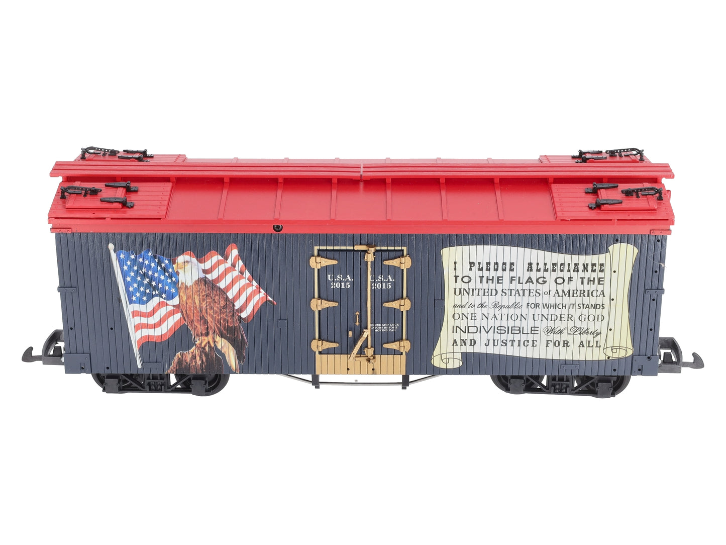 USA Trains R16487 G Pledge of Allegiance U.S. Refrigerator Cars (Dark Blue/Red)
