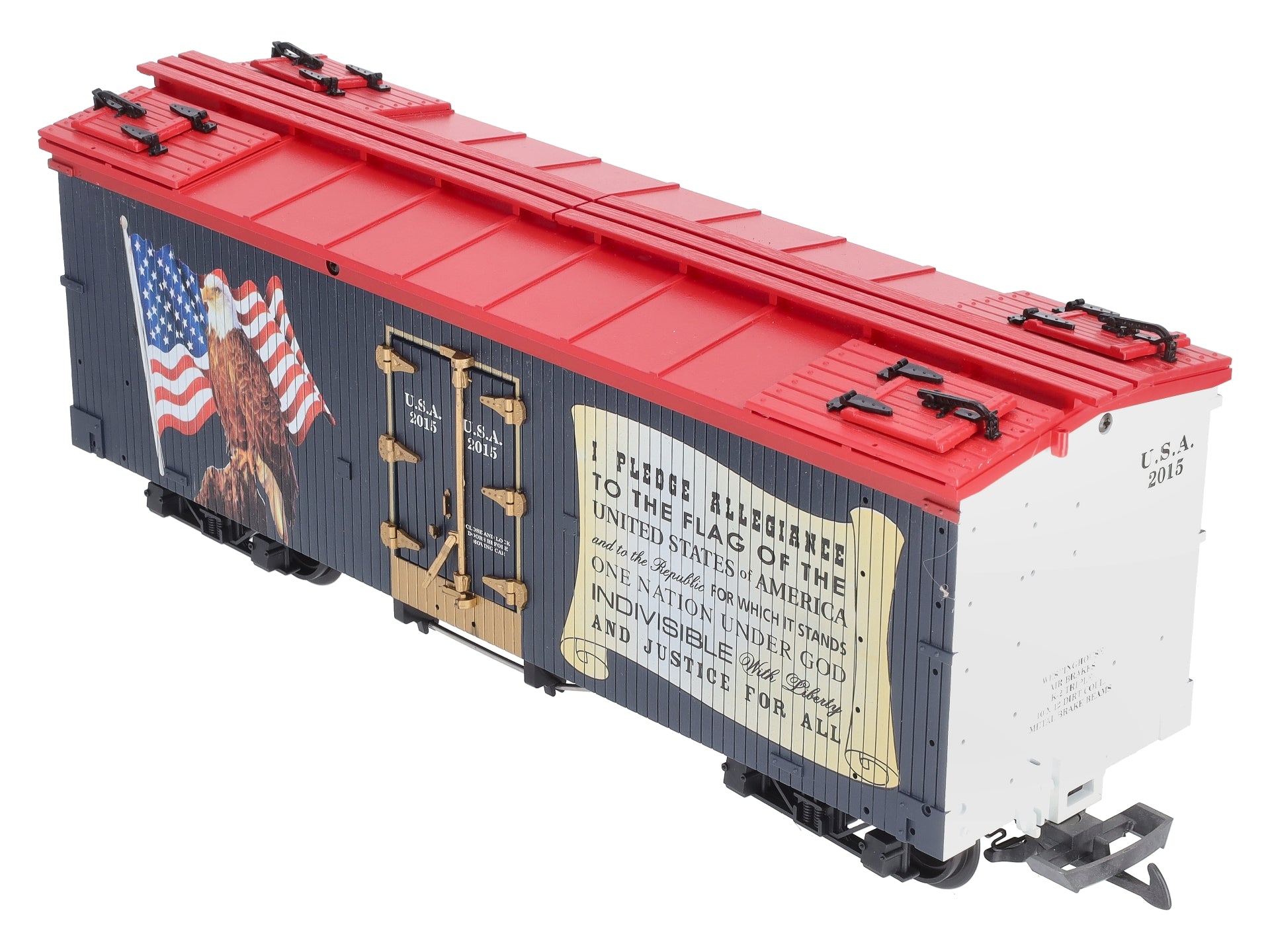 USA Trains R16487 G Pledge of Allegiance U.S. Refrigerator Cars (Dark Blue/Red)