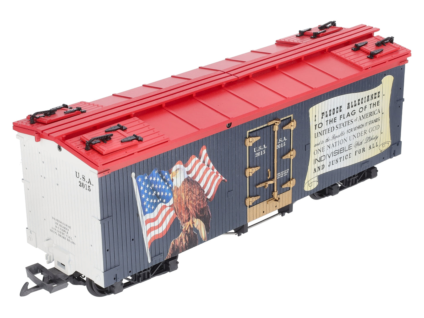 USA Trains R16487 G Pledge of Allegiance U.S. Refrigerator Cars (Dark Blue/Red)