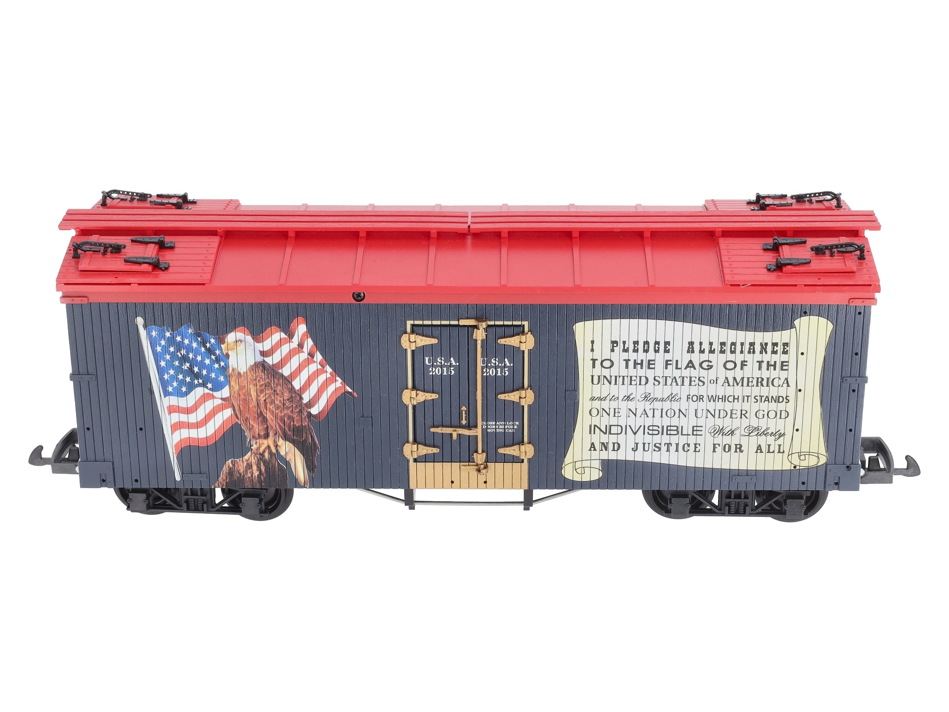 USA Trains R16487 G Pledge of Allegiance U.S. Refrigerator Cars (Dark Blue/Red)