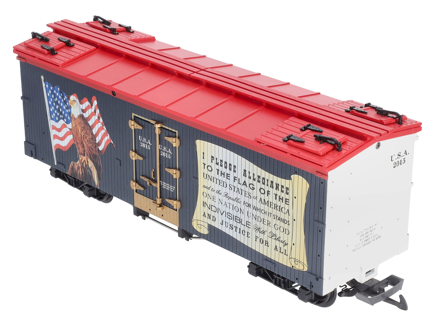 USA Trains R16487 G Pledge of Allegiance U.S. Refrigerator Cars (Dark Blue/Red)