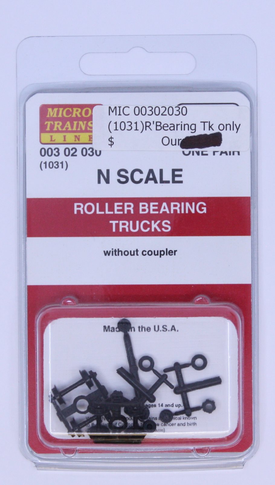 Micro-Trains 1031 N Scale Roller Bearing Trucks without Coupler Mounted
