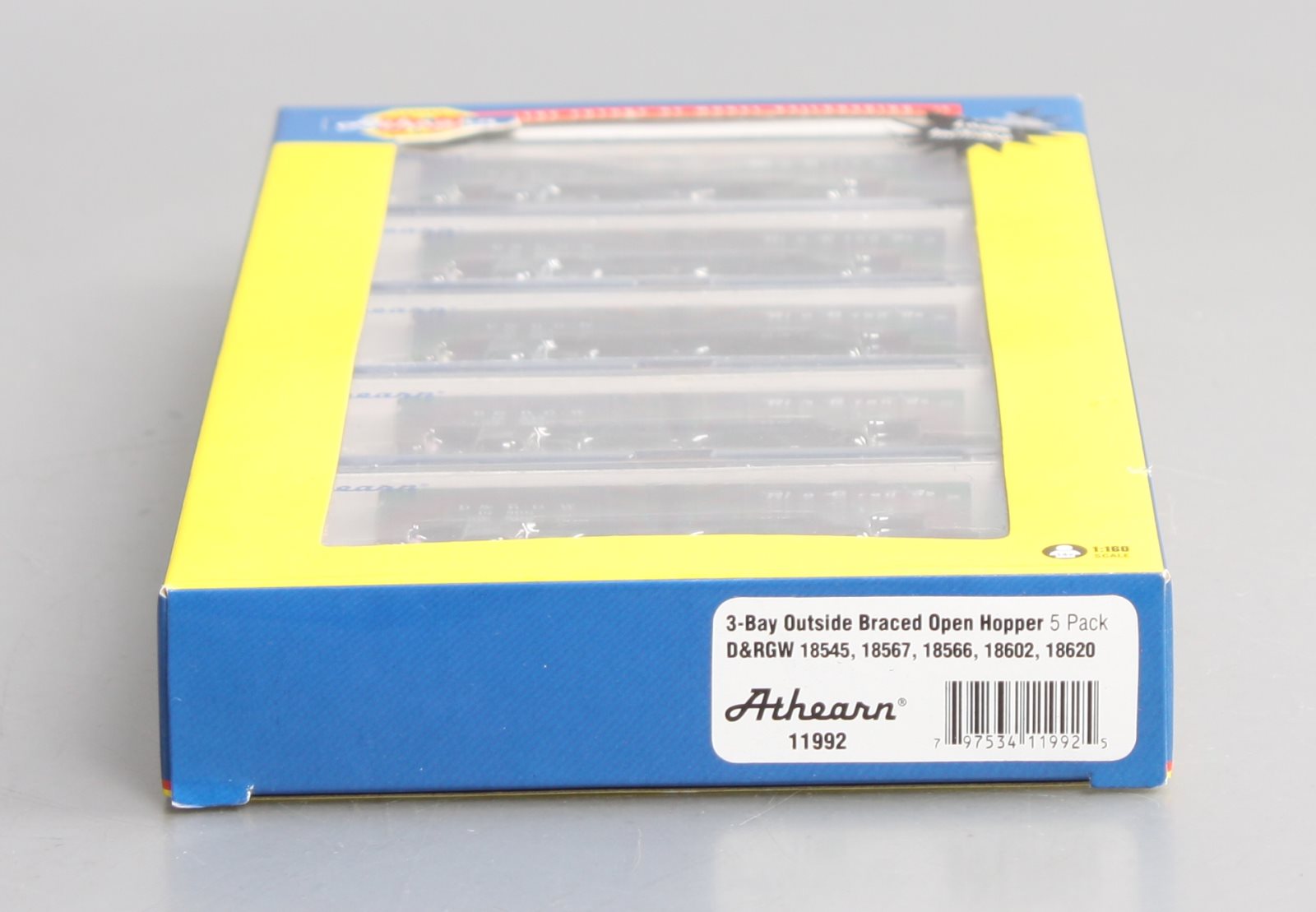 Athearn 11992 N Denver and Rio Grande Western 40' 3-Bay Ribbed Hopper #8 (5)