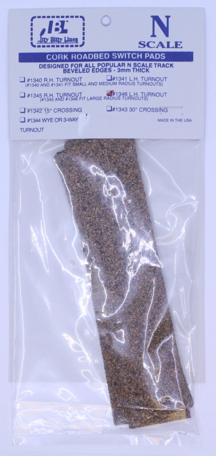 Itty Bitty Lines 1346 N Cork Roadbed Precut Section #8 Left Turnout (Pack of 2)