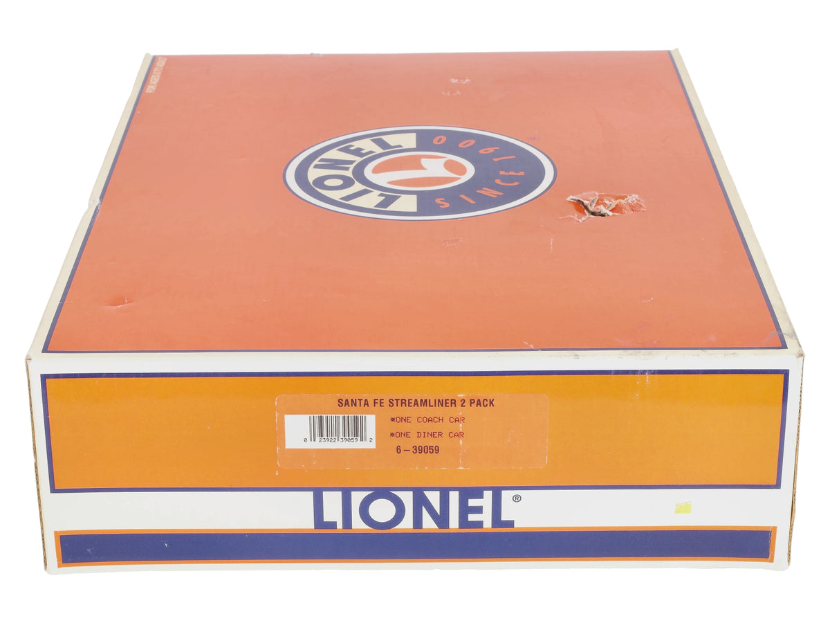 Lionel 6-39059 O Gauge Santa Fe Streamliner Passenger Car (Set of 2) LN/Box