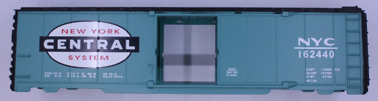 Lionel 36222-7 NYC Jade Green Boxcar Shell