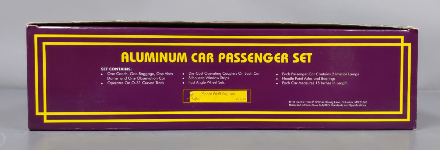 MTH 20-2153 O Santa Fe El Capitan Passenger Car Set (Set of 4) LN/Box