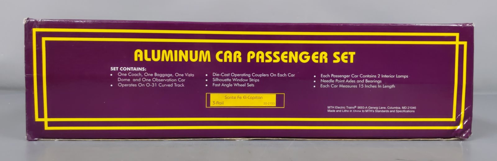 MTH 20-2153 O Santa Fe El Capitan Passenger Car Set (Set of 4) LN/Box