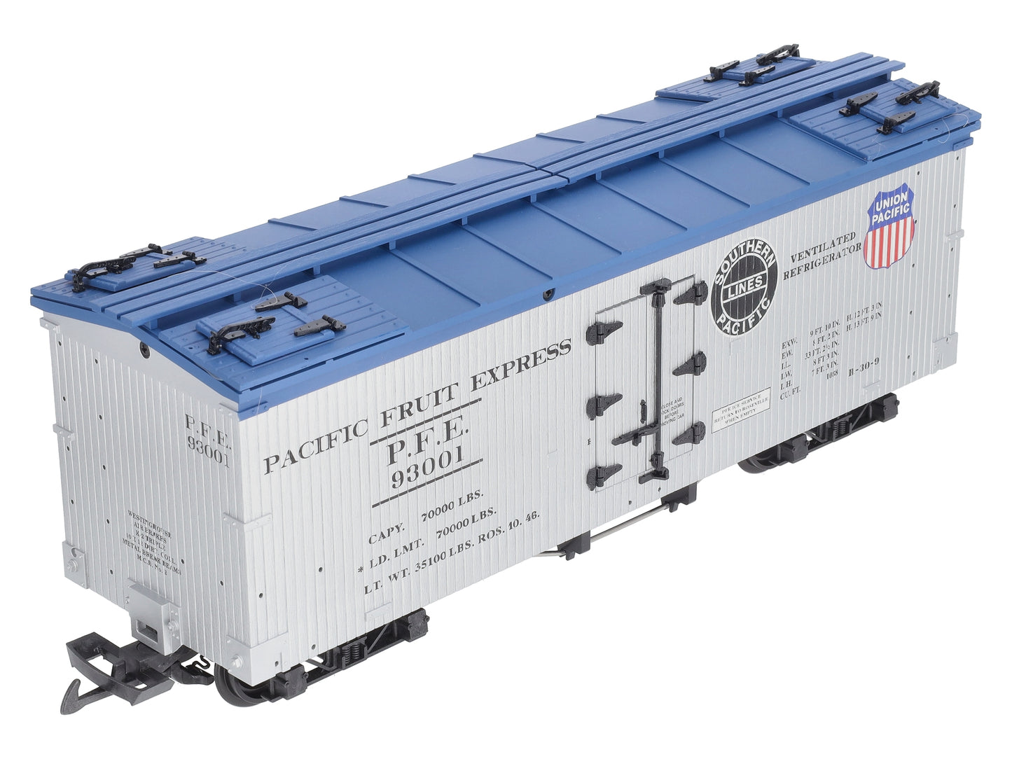 USA Trains R16004A G PFE SP/UP U.S. Refrigerator Cars (Silver/Blue) #93001