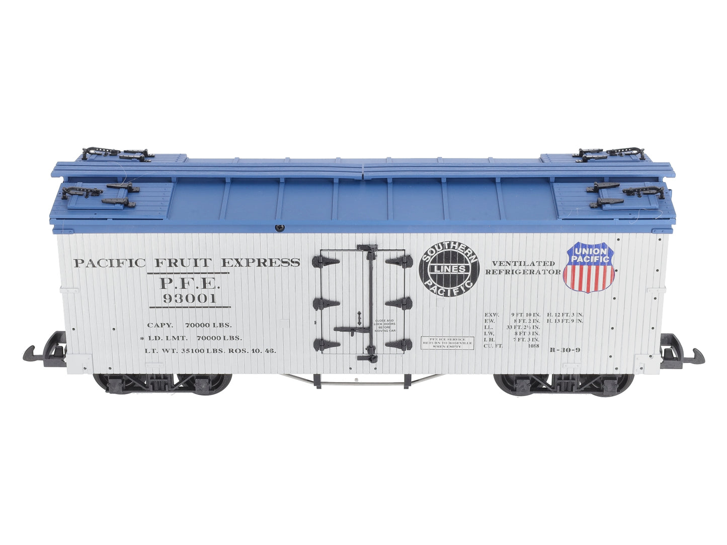 USA Trains R16004A G PFE SP/UP U.S. Refrigerator Cars (Silver/Blue) #93001