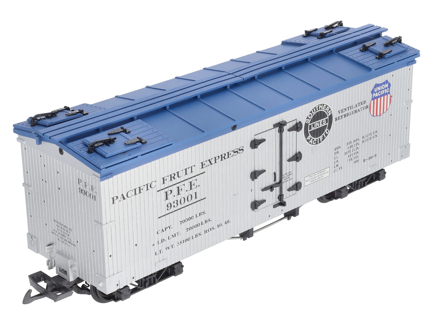 USA Trains R16004A G PFE SP/UP U.S. Refrigerator Cars (Silver/Blue) #93001
