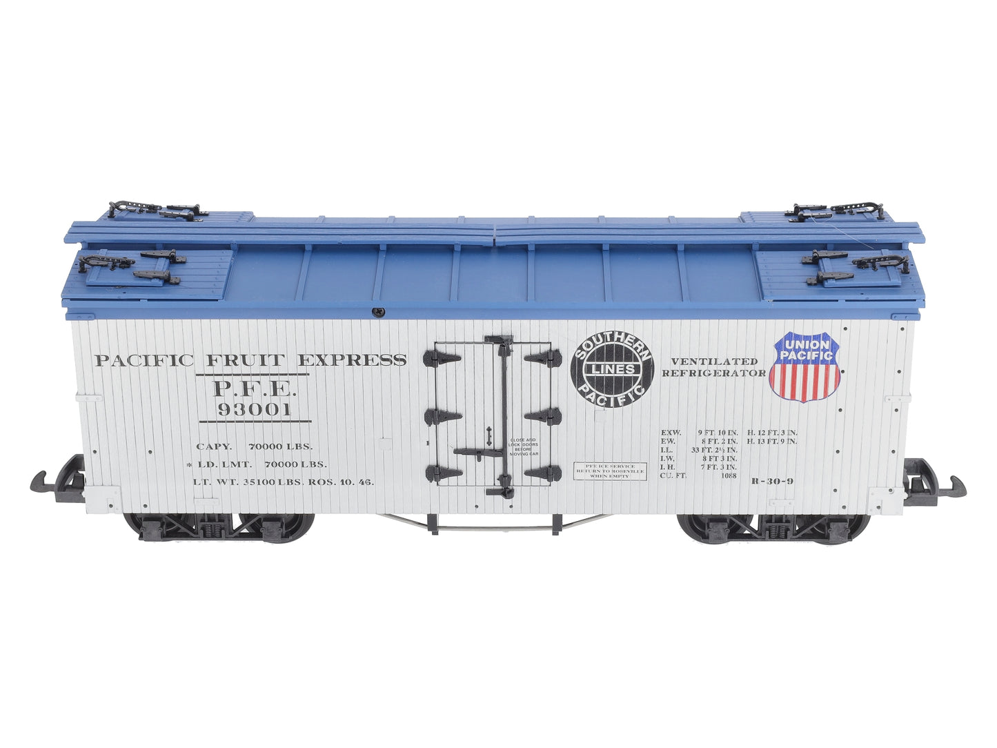 USA Trains R16004A G PFE SP/UP U.S. Refrigerator Cars (Silver/Blue) #93001