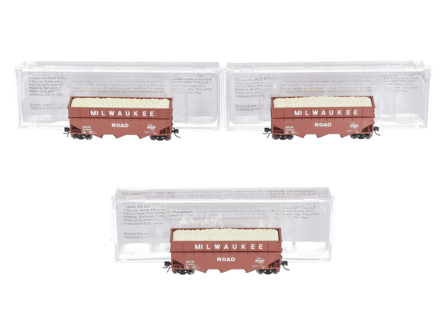 Bluford Shops 17013 N Scale Milwaukee Road Woodchip Hopper 3 Car Set